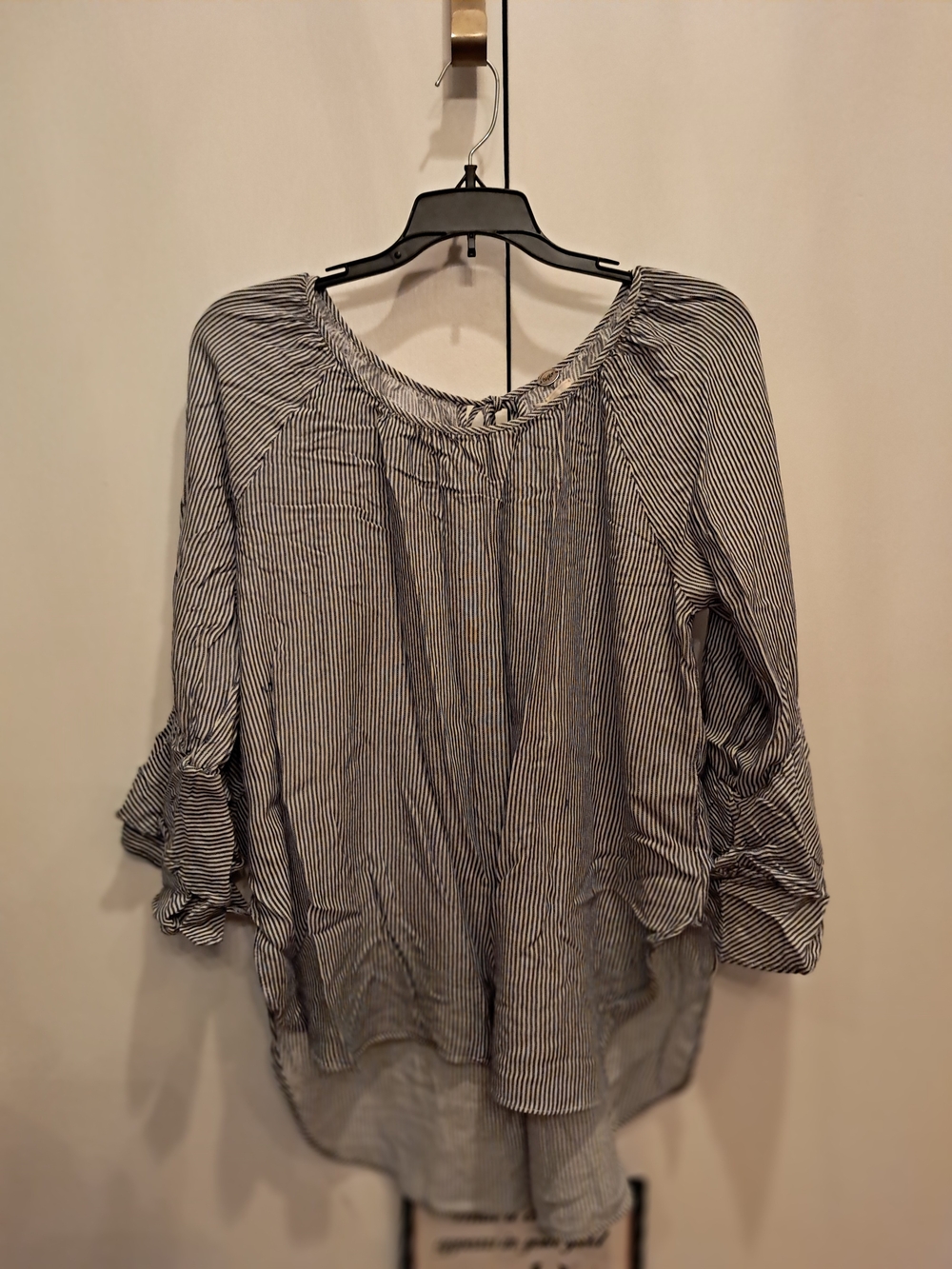 Cupio Black & White Striped Off-Shoulder Tunic Top